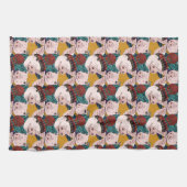 帽子パターンを持つブタ キッチンタオル (横)