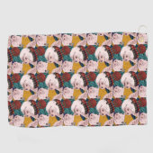 帽子パターンを持つブタ ゴルフタオル (横)