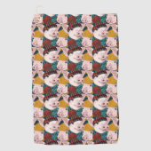 帽子パターンを持つブタ ゴルフタオル (正面)