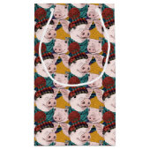 帽子パターンを持つブタ スモールペーパーバッグ (裏面)