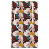 帽子パターンを持つブタ スモールペーパーバッグ (正面)