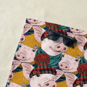 帽子パターンを持つブタ ビーチタオル (インサイチュ)