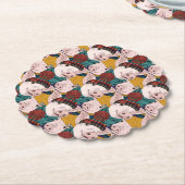 帽子パターンを持つブタ ペーパーコースター (アングル)