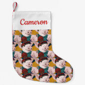 帽子パターン|を持つブタはあなたの名前を加えます スモールクリスマスストッキング (正面)