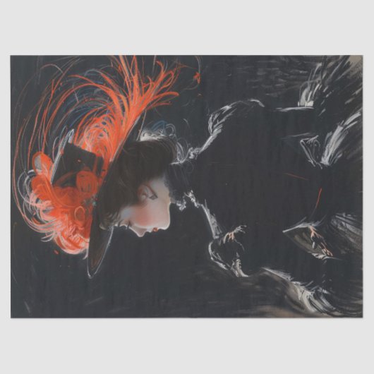 帽子ビクトリアンのヴィンテージ切り離し女性 薄葉紙 (正面)