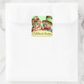 帽子ビクトリアンをかぶった復活猫 スクエアシール (バッグ)