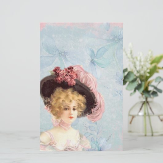 帽子ビクトリアン文房具の女性 便箋 (スタンド正面)