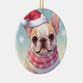 帽子フランスのとスカーフの可愛いブルドッグ セラミックオーナメント (右)