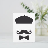 帽子フランスの、口ひげ、ネクタイ付き顔 ポストカード (スタンド正面)