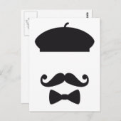 帽子フランスの、口ひげ、ネクタイ付き顔 ポストカード (正面/裏面)