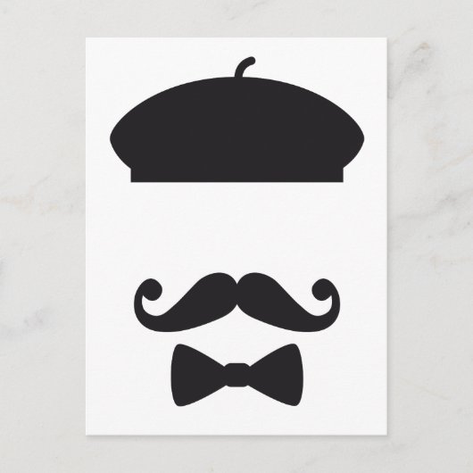帽子フランスの、口ひげ、ネクタイ付き顔 ポストカード (正面)