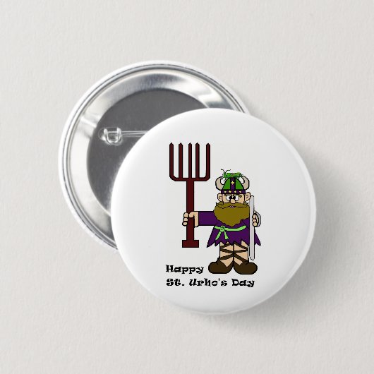 帽子ボタンの1匹のバッタが付いているSt. Urho 缶バッジ (正面&裏面)