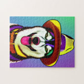 帽子ポップ・アートのを被絵画るハスキー犬のアート ジグソーパズル (横)