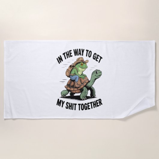 帽子乗用かめ付きカエル ビーチタオル (正面)