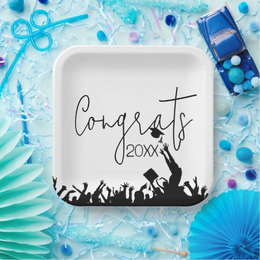 帽子付き卒業おめでとう ペーパープレート (パーティー)