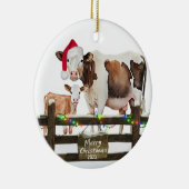 帽子付き水色クリスマスカウズ セラミックオーナメント (右)