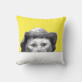 帽子付き猫(レトロ黄) クッション