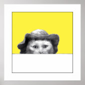 帽子付き猫(レトロ黄) ポスター (正面)