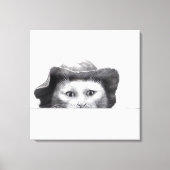 帽子付き猫（雪） キャンバスプリント (正面)