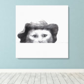 帽子付き猫（雪） キャンバスプリント (インサイチュ (ウッドフロア))