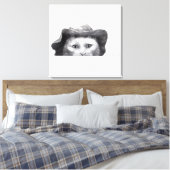 帽子付き猫（雪） キャンバスプリント (インサイチュ (寝室))