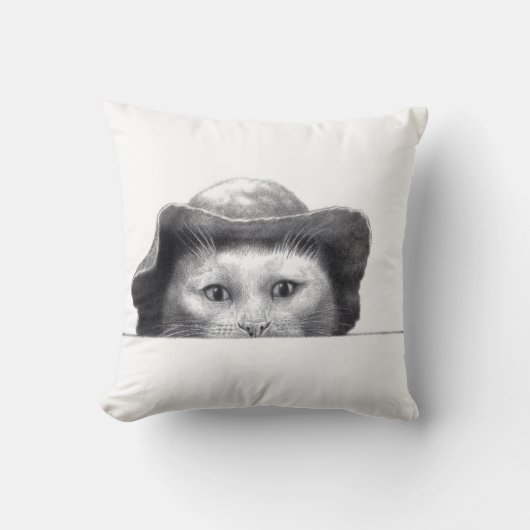 帽子付き猫（雪） クッション (正面)