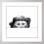 帽子付き猫（雪） ポスター (正面)