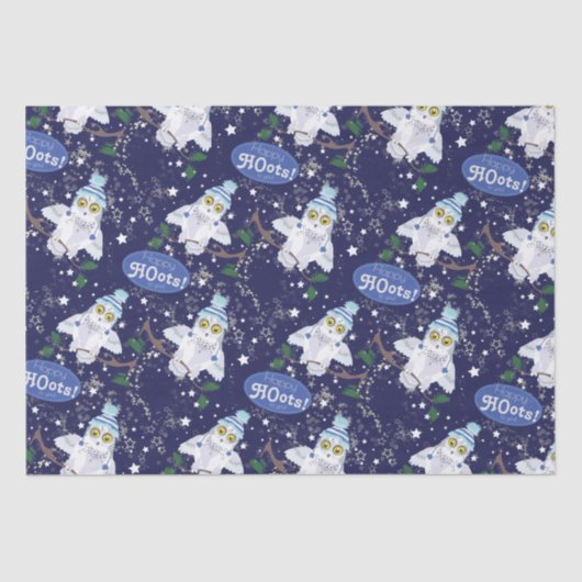 帽子付き雪フクロウ紙 薄葉紙 (正面)