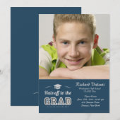 帽子卒業生の写真の招待状に 招待状 (正面/裏面)