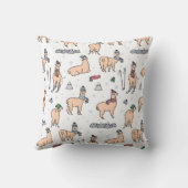 帽子及びスカーフのスキーパターンのラマ クッション (裏面)