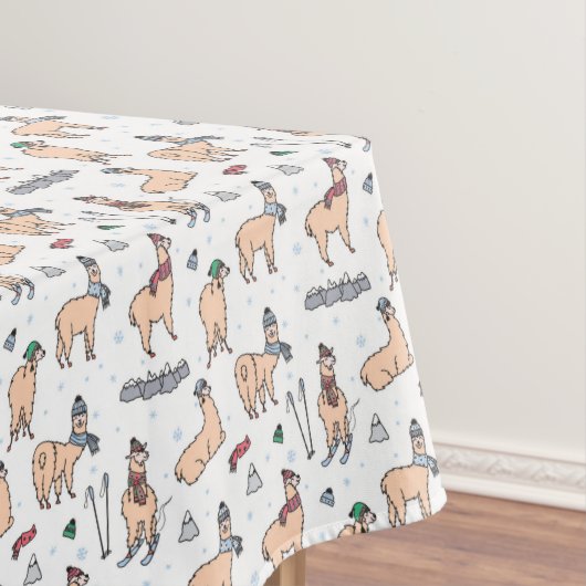 帽子及びスカーフのスキーパターンのラマ テーブルクロス (インサイチュ)