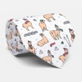 帽子及びスカーフのスキーパターンのラマ ネクタイ (ロール)