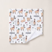 帽子及びスカーフのスキーパターンのラマ バスタオルセット (ウォッシュタオル)