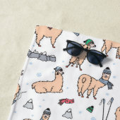 帽子及びスカーフのスキーパターンのラマ ビーチタオル (インサイチュ)