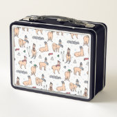 帽子及びスカーフのスキーパターンのラマ メタルランチボックス (裏面)