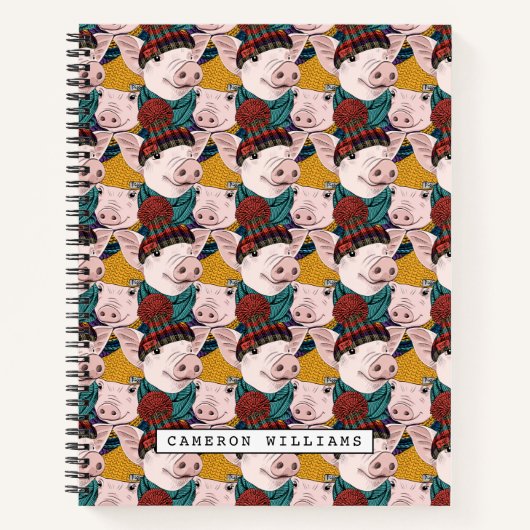 帽子型豚 |名前の追加 ノートブック (正面)