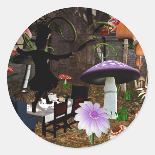 帽子屋のお茶会のステッカー ラウンドシール (正面)