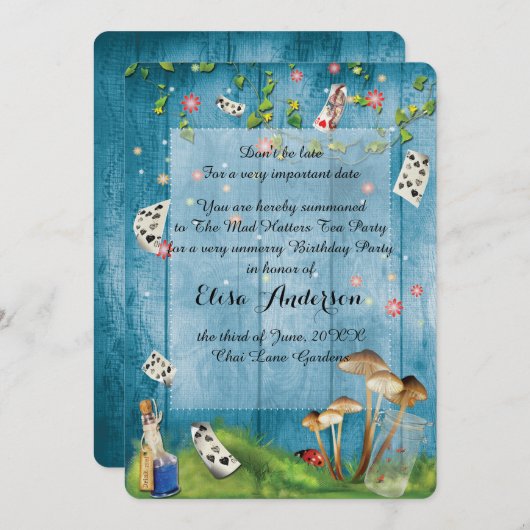 帽子屋のお茶会の誕生日のパーティの招待状 招待状 (正面/裏面)