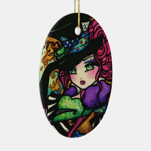 帽子屋のアリスの不思議の国の女の子のファンタジー セラミックオーナメント (右)