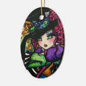 帽子屋のアリスの不思議の国の女の子のファンタジー セラミックオーナメント (左)