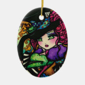 帽子屋のアリスの不思議の国の女の子のファンタジー セラミックオーナメント (正面)