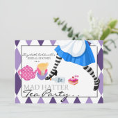 帽子屋のブライダルシャワーの茶パーティの招待状 招待状 (スタンド正面)