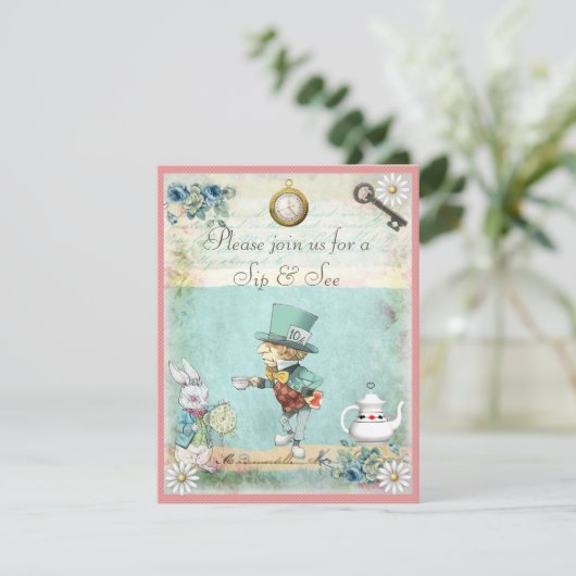 帽子屋の一口は女の子については及びベビーシャワーを見ます 招待状 (スタンド正面)