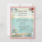 帽子屋の一口は女の子については及びベビーシャワーを見ます 招待状 (裏面)