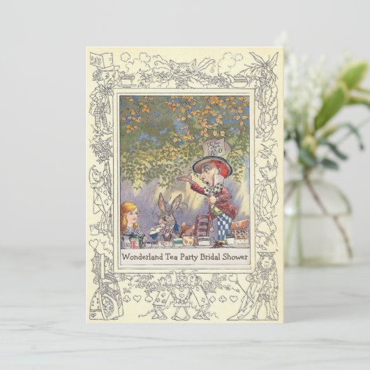 帽子屋の不思議の国のお茶会のブライダルシャワー 招待状 (スタンド正面)