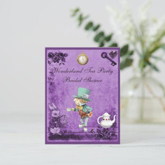 帽子屋の不思議の国のお茶会のブライダルシャワー 招待状 (スタンド正面)