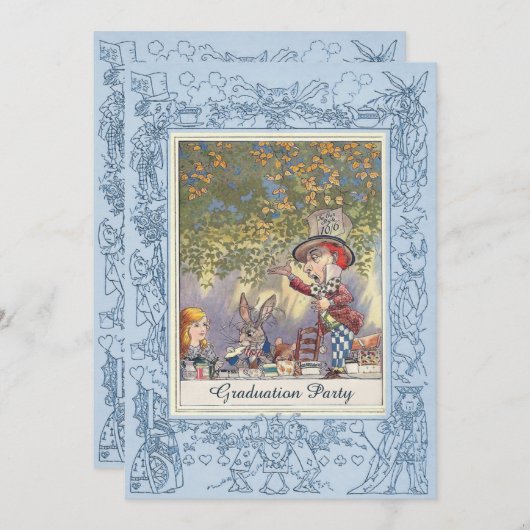 帽子屋の卒業のお茶会 招待状 (正面/裏面)