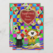 帽子屋の込み合いの鋭いハートは本のベビーシャワーを持って来ます 招待状 (正面/裏面)