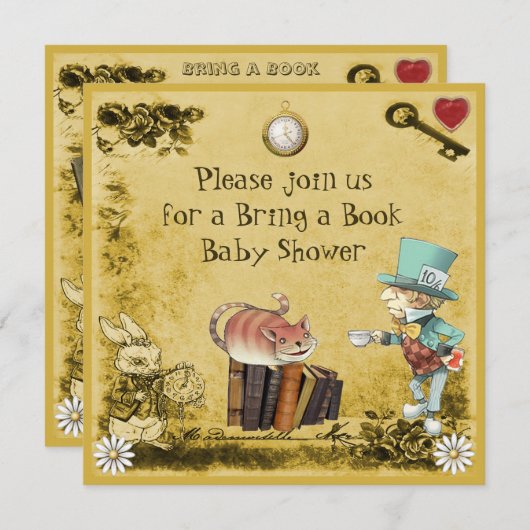 帽子屋及びチェシャー猫は本のシャワーを持って来ます 招待状 (正面/裏面)