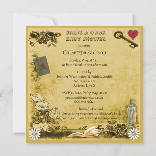 帽子屋及びチェシャー猫は本のシャワーを持って来ます 招待状 (裏面)